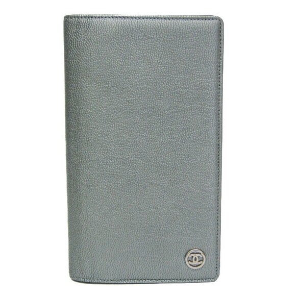 CHANEL Authentic Silver Leather Wallet